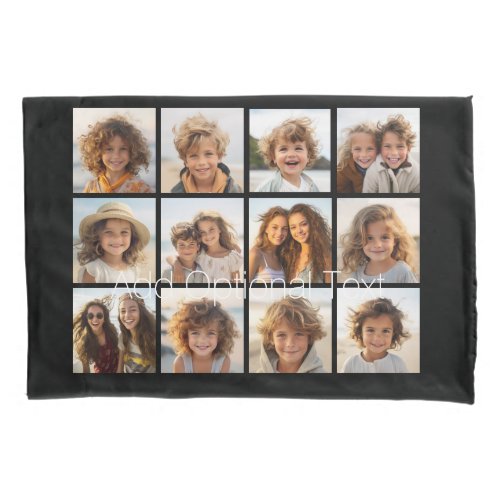 12 Photo Collage with Custom Background Pillowcase