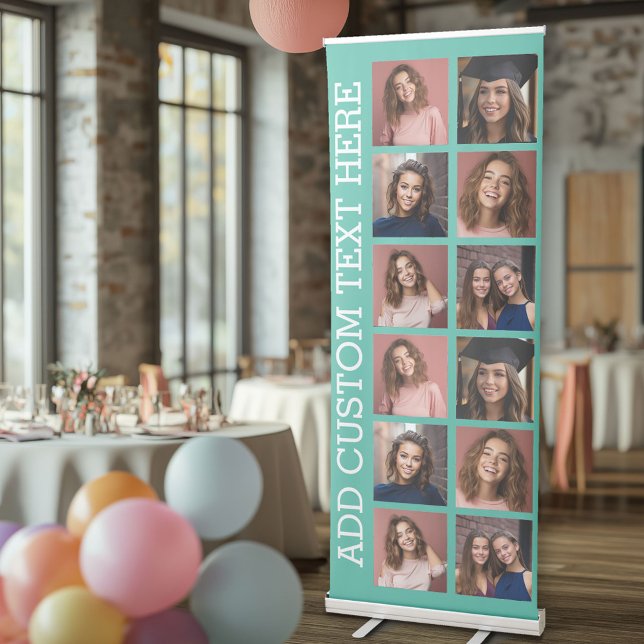 12 Photo Collage with Custom Background Retractable Banner (Custom Banner with Multiple Photos)