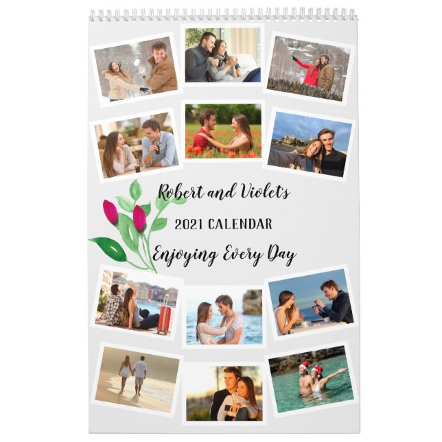 12 Photo Collage with Custom Name and Message Calendar (Cover)