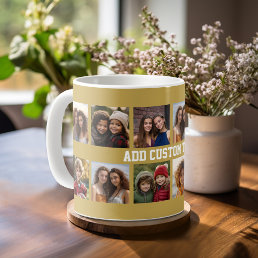 12 Photo Collage with Gold Background Coffee Mug