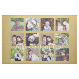 12 Photo Collage with Gold Background Fabric