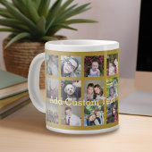 12 Photo Collage with Gold Background Giant Coffee Mug