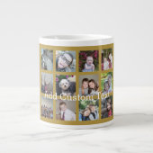 12 Photo Collage with Gold Background Giant Coffee Mug (Front)