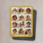 12 Photo Collage with Gold Background Magnet<br><div class="desc">Add your favorite pics to this fun template. You can use Instagram photos or any photos for this grid.</div>