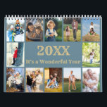 12 Photo Collage with Monthly Notes and Photo Calendar<br><div class="desc">This Photo Calendar has a stylish and modern cover with a collage of your favorite photos. The template is set up for you to add 12 photos, the year and your custom text to the front and back cover. Each month shows a larger version of one of your photos from...</div>