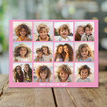 12 Photo Collage with Pink Background Postcard<br><div class="desc">Add your favorite pics to this fun template. You can use Instagram photos or any photos for this grid.</div>