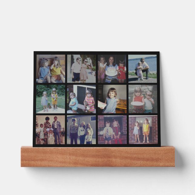 12 Photo Collage with Simple Black Background Picture Ledge (Front)