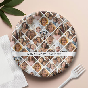 12 Photo Collage - You square photos or instagram Paper Plates
