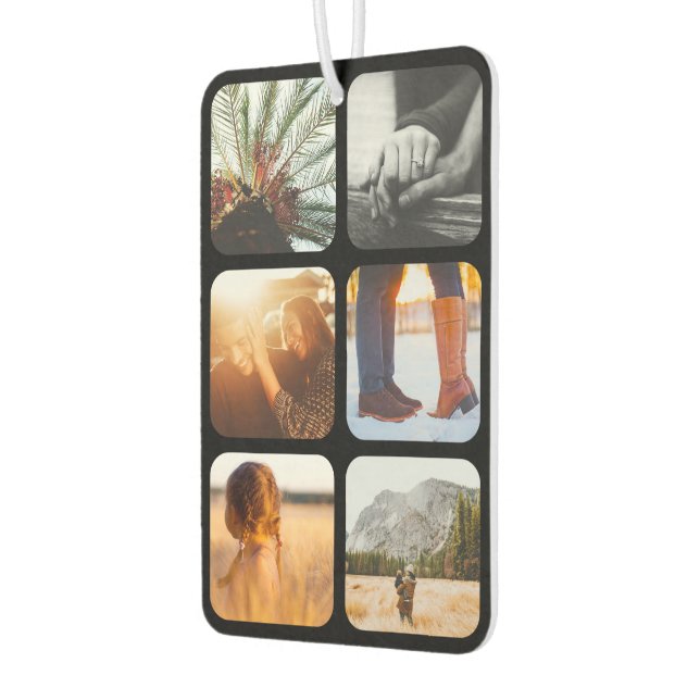 12 Photo Double Sided Template Grid Rounded Frame Air Freshener (Left)