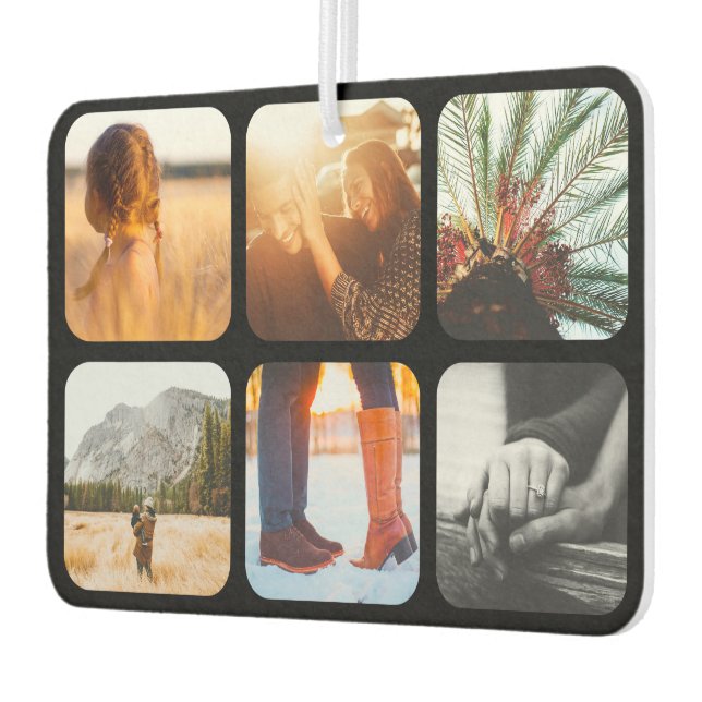 12 Photo Double Sided Template Grid Rounded Frame Air Freshener (Left)