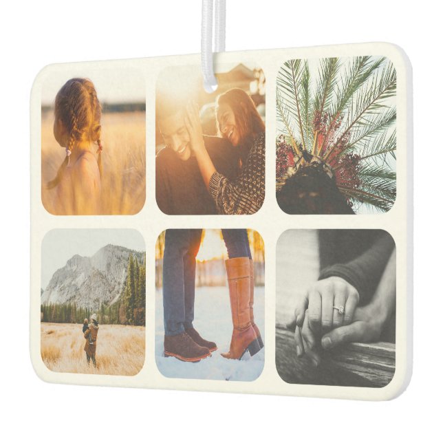 12 Photo Double Sided Template Grid Rounded Frame Air Freshener (Left)