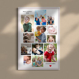 12 Photo Family Memory Collage with Heart Poster