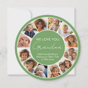 12 Photo Funky Photo Collage - We Love You Grandma Card