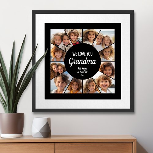 12 Photo Funky Photo Collage _ We Love You Grandma Poster
