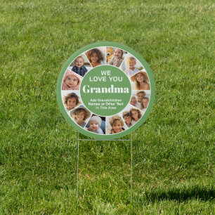 12 Photo Funky Photo Collage - We Love You Grandma Sign