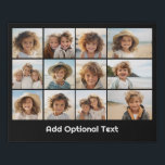 12 Photo Grid Collage - Mod Type Black White Faux Canvas Print<br><div class="desc">A simple photo grid with 3 rows and 4 columns of photos. 9 Photos are square, and the remaining 3 photos are horizontal/landscape. The design is modern and minimal and includes a simple, retro-looking font to add text at the bottom. Make personalized vacation wall art or a make a gift...</div>