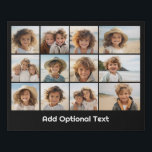 12 Photo Grid Collage - Mod Type Black White Faux Canvas Print<br><div class="desc">A simple photo grid with 3 rows and 4 columns of photos. 9 Photos are square, and the remaining 3 photos are horizontal/landscape. The design is modern and minimal and includes a simple, retro-looking font to add text at the bottom. Make personalized vacation wall art or a make a gift...</div>