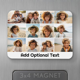 12 Photo Grid Collage - White - Mod Type Black Magnet