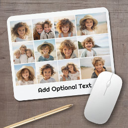 12 Photo Grid Collage - White - Mod Type Black Mouse Pad