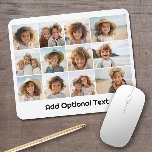 12 Photo Grid Collage _ White _ Mod Type Black Mouse Pad