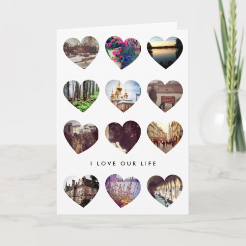 12 Photo Heart Collage Valentines Day Love Card