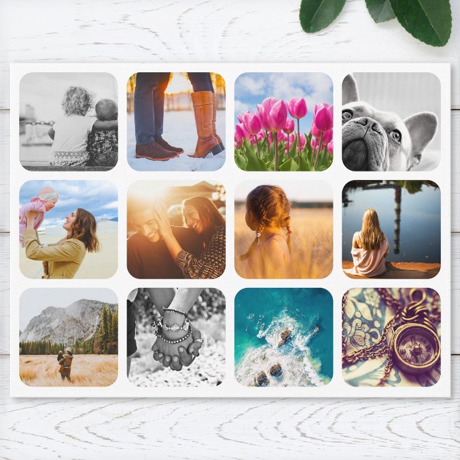 12 Photo Holiday Postcard Template Grid Frame (Creator Uploaded)