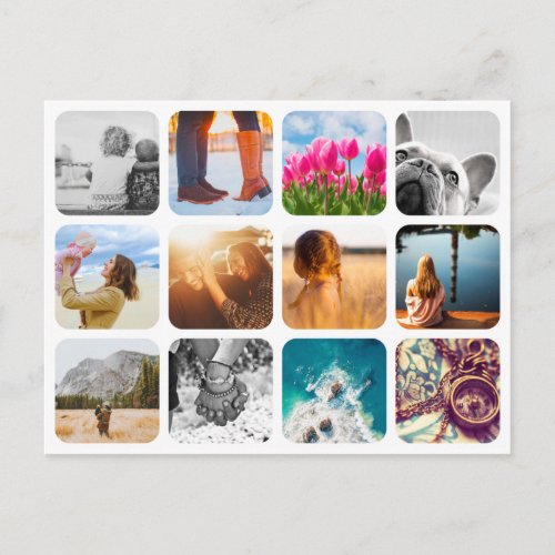 12 Photo Holiday Postcard Template Grid Frame