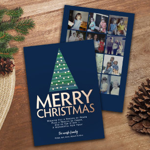12 Photo - Huge Merry Christmas - Tree Ornaments Foil Holiday Card