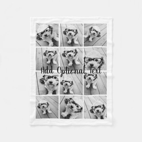 12 Photo Instagram Collage _ Black and White Fleece Blanket
