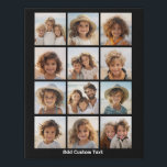 12 Photo Instagram Collage - black with white type Faux Canvas Print<br><div class="desc">A simple 3x4 grid of 12 photos with a place to add any text on the bottom. A minimal look for a great photo collage. Add your favorite pics to this fun template. You can use Instagram photos or any photos for this grid.</div>