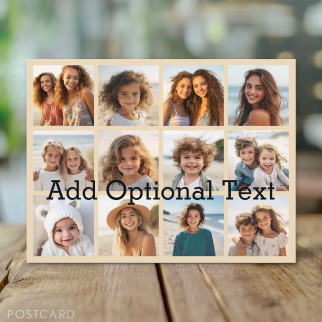 12 Photo Instagram Collage - pastel background Postcard (Photo Collage Postcard)