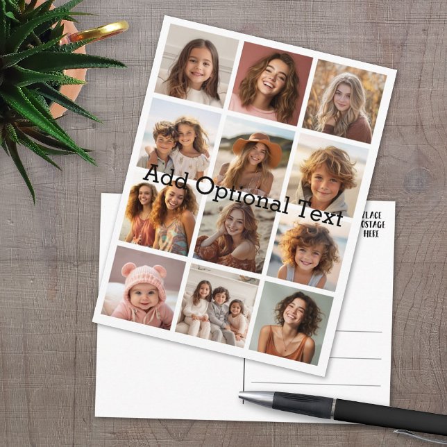 12 Photo Instagram Collage - Pick Background Color Postcard (Photo Collage Postcard)
