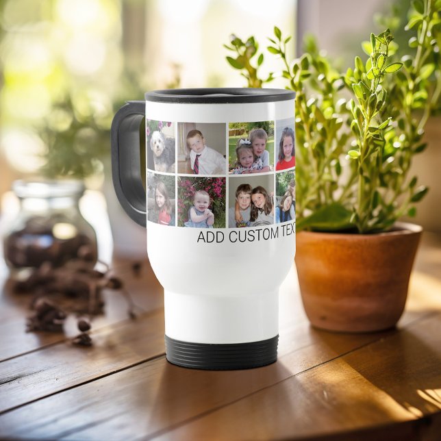 12 Photo Instagram Collage Simple White Background Travel Mug (Personalized travel mug - add photos and text or customize completely)