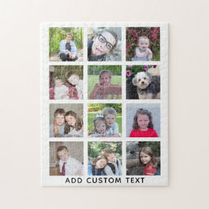 12 Photo Instagram Collage - white with black type Jigsaw Puzzle
