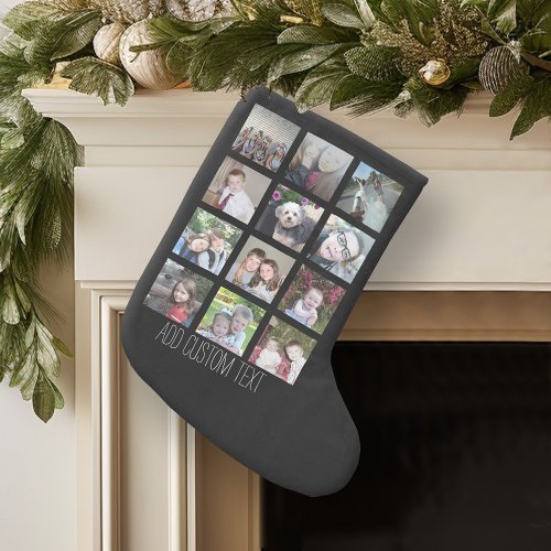 12 Photo Instagram Collage with Black Background Small Christmas Stocking