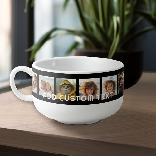 12 Photo Instagram Collage with Black Background Soup Mug