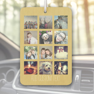 12 Photo Instagram Collage with Gold Background Car Air Freshener