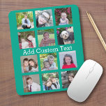 12 Photo Instagram Collage with Green Background Mouse Pad<br><div class="desc">Add your favorite pics to this fun template. You can use Instagram photos or any photos for this grid.</div>