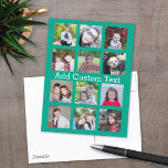 12 Photo Instagram Collage with Green Background Postcard<br><div class="desc">Add your favorite pics to this fun template. You can use Instagram photos or any photos for this grid.</div>