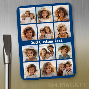 12 Photo Instagram Collage with Navy Background Magnet