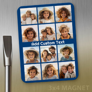 12 Photo Instagram Collage with Navy Background Magnet