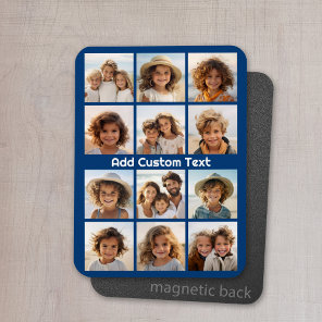 12 Photo Instagram Collage with Navy Background Magnet
