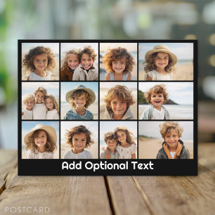12 Photo Instagram Collage with Optional Text Postcard