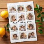 12 Photo Instagram Collage with White Background Kitchen Towel<br><div class="desc">Add your favorite pics to this fun template. You can use Instagram photos or any photos for this grid.</div>
