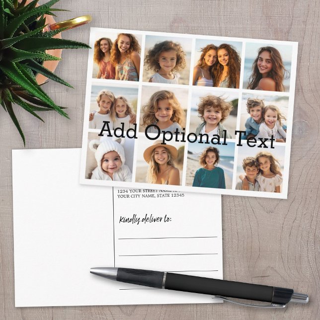 12 Photo Instagram Collage with White Background Postcard (Photo Collage Postcard)