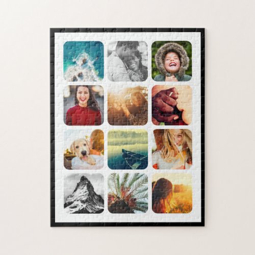 12 Photo Jigsaw Puzzle Template Rounded Grid Frame