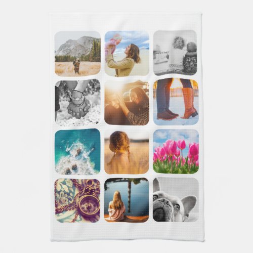 12 Photo Kitchen Towel Template Grid Rounded Frame