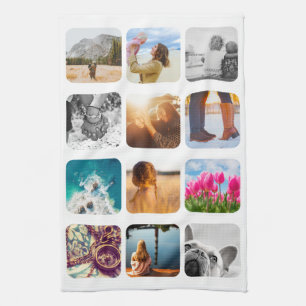 12 Photo Kitchen Towel Template Grid Rounded Frame