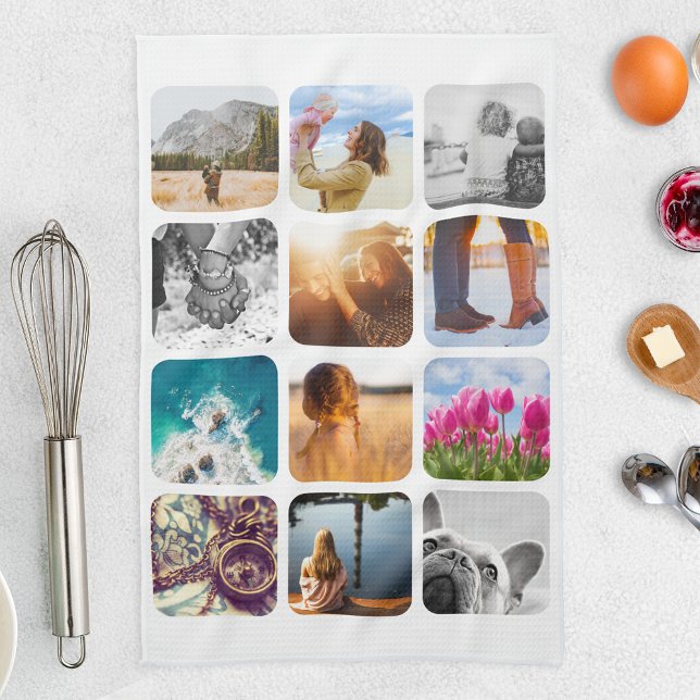 12 Photo Kitchen Towel Template Grid Rounded Frame (Creator Uploaded)