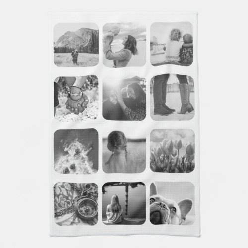 12 Photo Kitchen Towel Template Grid Rounded Frame